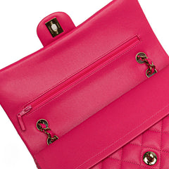 シャネル マトラッセ25 ココマーク Wフラップ チェーン ショルダーバッグ ピンク ゴールド金具 キャビアスキン レディース CHANEL 【中古】