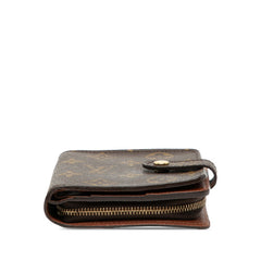 ルイ ヴィトン モノグラム コンパクトジップ 二つ折り財布 M61667 ブラウン PVC レザー レディース LOUIS VUITTON 【中古】
