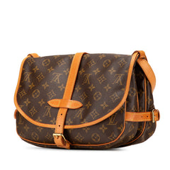 ルイ ヴィトン モノグラム ソミュール30 斜め掛け ショルダーバッグ M42256 ブラウン PVC レザー レディース LOUIS VUITTON 【中古】
