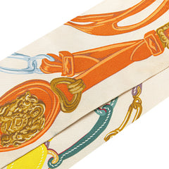 エルメス ツイリー Brides de Gala Applique Pique ブリッドドゥガラ アップリケ ピケ スカーフ ホワイト マルチカラー シルク レディース HERMES 【中古】