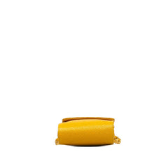 シャネル ココマーク ミニ ポシェット 斜め掛け チェーン ショルダーバッグ イエロー キャビアスキン レディース CHANEL 中古