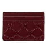 グッチ GGエンブレム カードケース パスケース 847204 ワインレッド ボルドー レザー レディース GUCCI 【中古】