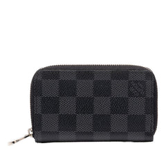 ルイ ヴィトン ダミエ グラフィット ジッピーコインパース コインケース 小銭入れ N63076 ブラック PVC レザー メンズ LOUIS VUITTON 中古