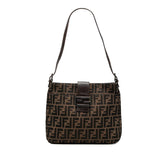フェンディ ズッカ マンマバケット ハンドバッグ ショルダーバッグ ブラウン キャンバス レザー レディース FENDI 【中古】