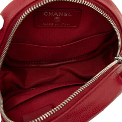 シャネル マトラッセ ココマーク 斜め掛け チェーン ショルダーバッグ レッド キャビアスキン レディース CHANEL 中古