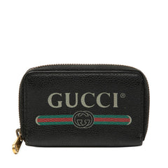 グッチ インターロッキングG ラウンドファスナー コインケース 小銭入れ 496319 ブラック レザー レディース GUCCI 【中古】