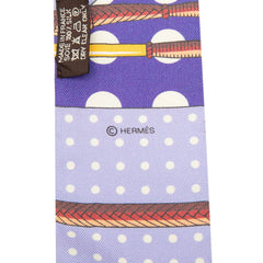 エルメス ツイリー クリッククラック Clic-Clac a Pois スカーフ パープル シルク レディース HERMES 【中古】