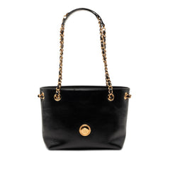 ヴェルサーチェ メデューサ チェーン トートバッグ ブラック レザー レディース VERSACE 【中古】