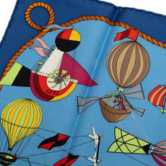 エルメス カレ45 プチカレ LES FOLIES DU CIEL 大空の狂気 スカーフ ブルー マルチカラー シルク レディース HERMES 【中古】