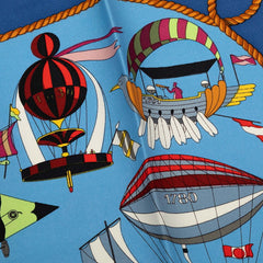 エルメス カレ45 プチカレ LES FOLIES DU CIEL 大空の狂気 スカーフ ブルー マルチカラー シルク レディース HERMES 【中古】