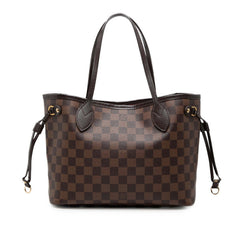ルイ ヴィトン ダミエ ネヴァーフルPM トートバッグ ショルダー N51109 ブラウン PVC レザー レディース LOUIS VUITTON 中古