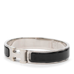 エルメス クリック エナメルブレスレット シルバー ブラック メタル レディース HERMES 【中古】