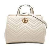 グッチ GGマーモント ハンドバッグ ショルダーバッグ 2WAY 448054 ホワイト レザー レディース GUCCI 【中古】