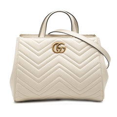 グッチ GGマーモント ハンドバッグ ショルダーバッグ 2WAY 448054 ホワイト レザー レディース GUCCI 【中古】
