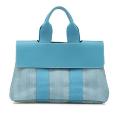 エルメス ヴァルパライソPM ハンドバッグ ブルージーン トワルシェブロン レザー レディース HERMES 【中古】