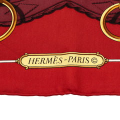 エルメス カレ90 LIFT PROFILE スカーフ レッド マルチカラー シルク レディース HERMES 【中古】