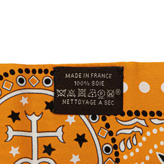 エルメス ツイリー Entre Ciel et mer Bandana 空と海の間 スカーフ オレンジ ブラック シルク レディース HERMES 【中古】