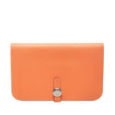 エルメス ドゴンGM 長財布 □Q 2013 オレンジ系 スイフト レディース HERMES 【中古】