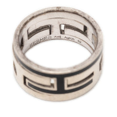 エルメス ムーブアッシュ リング 指輪 サイズ52 ブラック SV925 シルバー レディース HERMES 【中古】