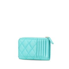 シャネル マトラッセ ココマーク コインケース フラグメントケース カードケース ライトブルー キャビアスキン レディース CHANEL 【中古】