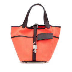 エルメス ピコタンロック カーゴPM ハンドバッグ ローズテキサス ルージュセリエ シルバー金具 ヴォースイフト トワルゴエラン レディース HERMES 【中古】