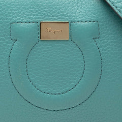 サルヴァトーレフェラガモ ガンチーニ ショルダーバッグ グリーン ターコイズブルー レザー レディース Salvatore Ferragamo 【中古】