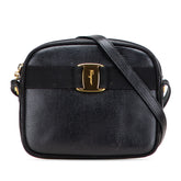 サルヴァトーレフェラガモ ヴァラ リザード型押し ショルダーバッグ ブラック レザー レディース Salvatore Ferragamo 【中古】