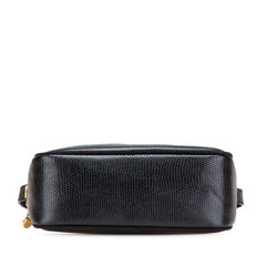 サルヴァトーレフェラガモ ヴァラ リザード型押し ショルダーバッグ ブラック レザー レディース Salvatore Ferragamo 【中古】