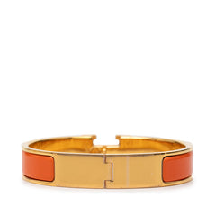 エルメス クリックH PM ブレスレット ゴールド オレンジ メッキ エナメル レディース HERMES 【中古】