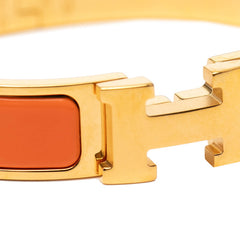 エルメス クリックH PM ブレスレット ゴールド オレンジ メッキ エナメル レディース HERMES 【中古】