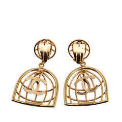 シャネル ヴィンテージ ココマーク 鳥かごモチーフ イヤリング ゴールド メッキ レディース CHANEL 【中古】