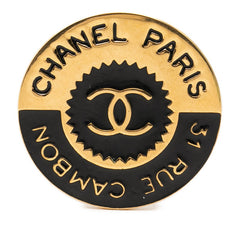 シャネル ココマーク 31 RUE CAMBON PARIS ブローチ ゴールド ブラック メッキ レディース CHANEL 【中古】