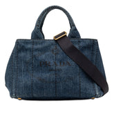 プラダ カナパ ハンドバッグ ショルダーバッグ 2WAY B2439G ブルー デニム レディース PRADA 【中古】