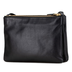 セリーヌ トリオ ラージ 斜め掛け ショルダーバッグ ブラック ゴールド金具 レザー レディース CELINE 【中古】