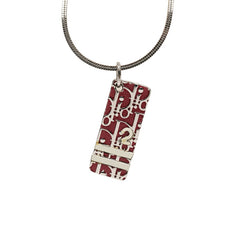 ディオール トロッター プレート ネックレス シルバー レッド メタル レディース Dior 【中古】