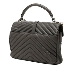サンローラン YSL モノグラム カレッジ ミディアム キルティング ハンドバッグ ショルダーバッグ 2WAY 428056 グレー レザー レディース SAINT LAURENT 【中古】