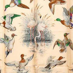 エルメス カレ90 Halte en Camargue カマルグでの休息 スカーフ グレー アイボリー シルク レディース HERMES 【中古】