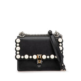 フェンディ キャナイ ミニ パール チェーン ショルダーバッグ 8M0381 ブラック レザー レディース FENDI 【中古】