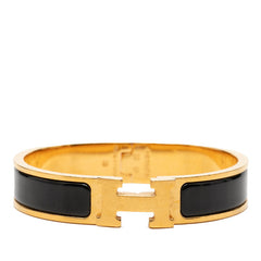 エルメス クリックH PM ブレスレット ゴールド ブラック メッキ エナメル レディース HERMES 【中古】