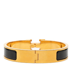 エルメス クリックH PM ブレスレット ゴールド ブラック メッキ エナメル レディース HERMES 【中古】