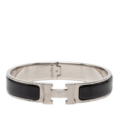 エルメス クリックH PM ブレスレット バングル シルバー ブラック メタル レディース HERMES 【中古】