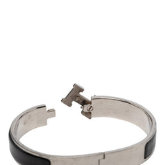 エルメス クリックH PM ブレスレット バングル シルバー ブラック メタル レディース HERMES 【中古】