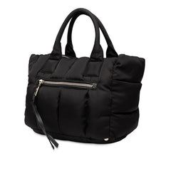 プラダ 三角ロゴプレート ボンバー ハンドバッグ トートバッグ B2636M ブラック ナイロン レザー レディース PRADA 【中古】