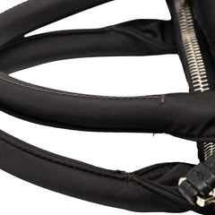 プラダ 三角ロゴプレート ボンバー ハンドバッグ トートバッグ B2636M ブラック ナイロン レザー レディース PRADA 【中古】