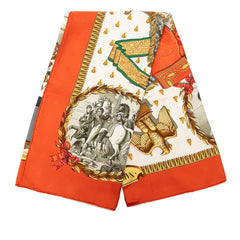 エルメス カレ90 NAPOLEON ナポレオン スカーフ 大判 オレンジ系 シルク レディース HERMES 【中古】