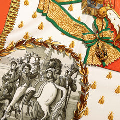 エルメス カレ90 NAPOLEON ナポレオン スカーフ 大判 オレンジ系 シルク レディース HERMES 【中古】