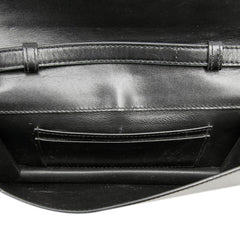 サンローラン ロゴ 斜め掛け ショルダーバッグ ブラック レザー レディース SAINT LAURENT 【中古】