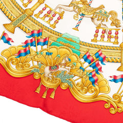 エルメス カレ90 LUNA PARK ルナパーク 遊園地 スカーフ 大判 レッド シルク レディース HERMES 【中古】
