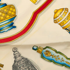 エルメス カレ90 Qu importe le flacon 香水瓶 スカーフ ネイビー ホワイト レッド シルク レディース HERMES 【中古】