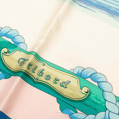 エルメス カレ90 Tribord 帆船 スカーフ ベージュ ブルー マルチカラー シルク レディース HERMES 【中古】